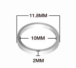 Aluminium ring with measurements on a white background