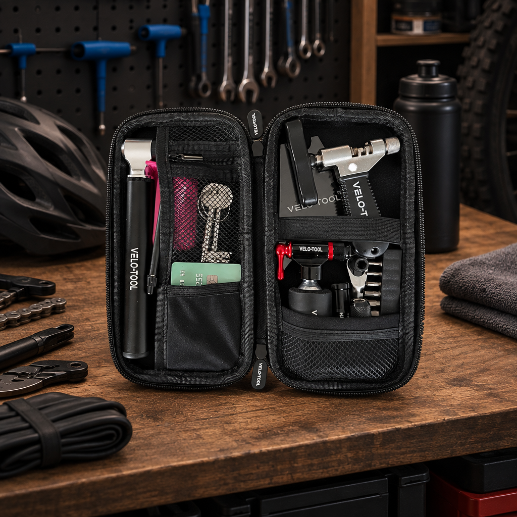 Home workshop tool case with tools organised inside