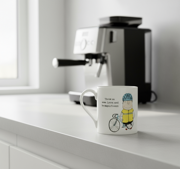 Cycling Humor Mug - 'Throw on Some Lycra' Bone China 350ml Bone China