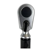 Metal tool with a black handle on a white background