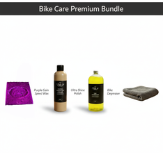 Bike care premium bundle with products on a white background