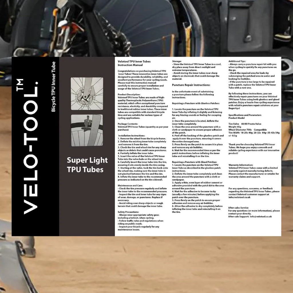 VELO TOOL TPU Inner Tubes Velo Tool