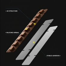 Technical product diagram on a black background labeled 