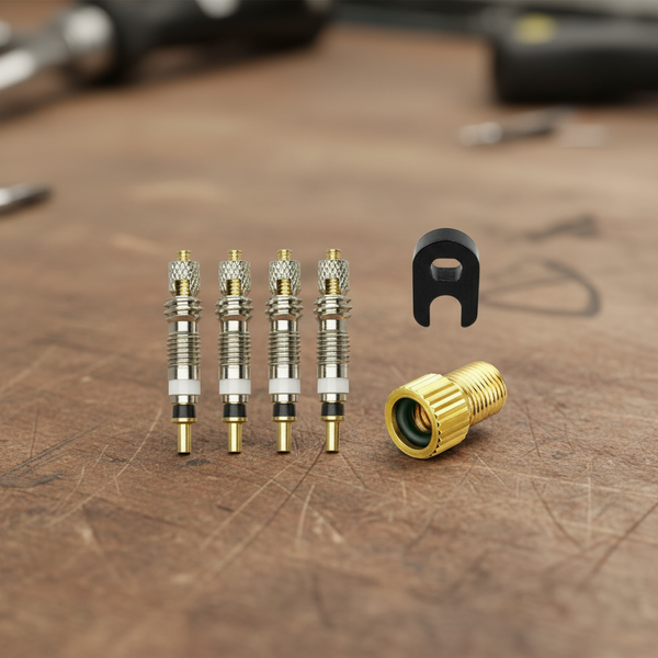 Presta Valve Core Bundle - Complete Maintenance Kit with Tool & Adapter Velo-Tool