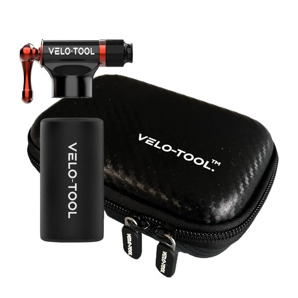 Black Velo-Tool device with carrying case on a white background