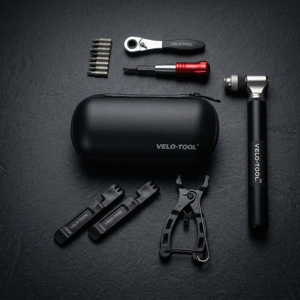 Race-Ready Tool Capsule complete bundle with mini hand pump on charcoal