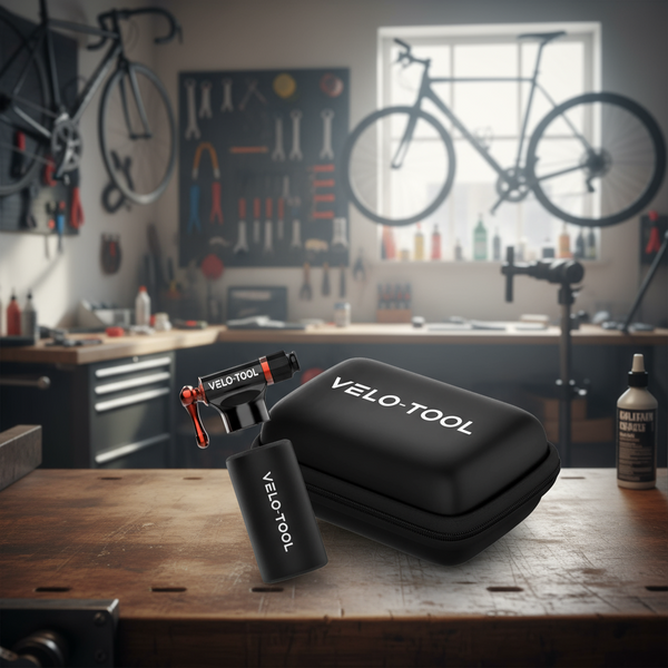 Professional CO2 Bike Pump & Essentials Case - Complete Emergency Repair Kit Velo-Tool